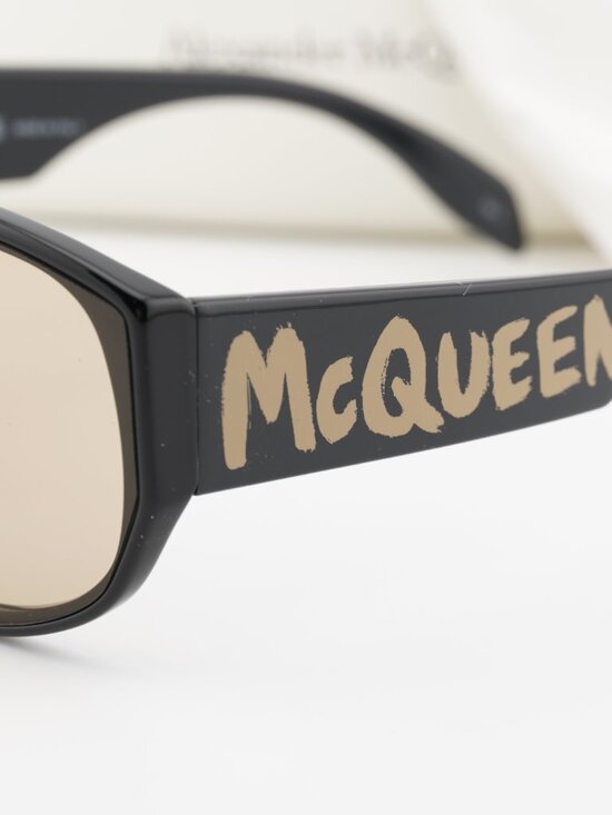 Alexander McQueen AM0386S 002 Shield Sunglasses - Black / Brown main image 6